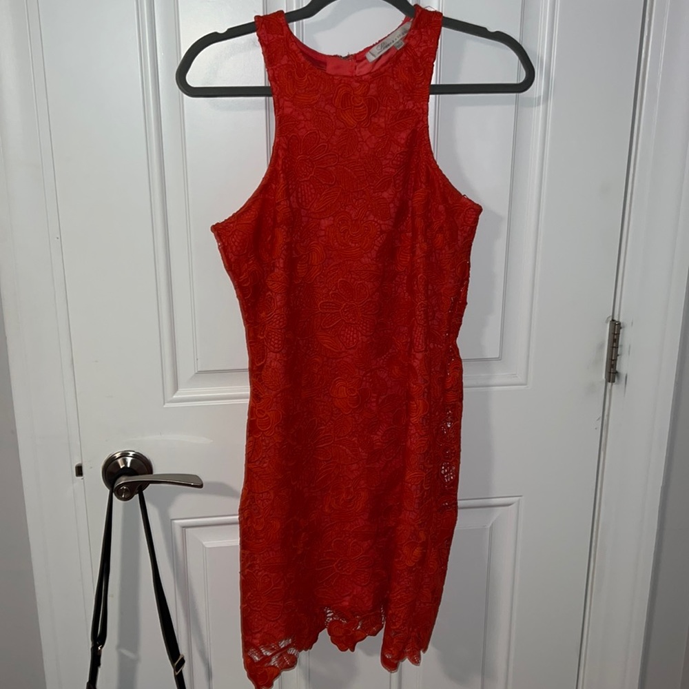 Orange Lovers & Friends lace shift dress size Small